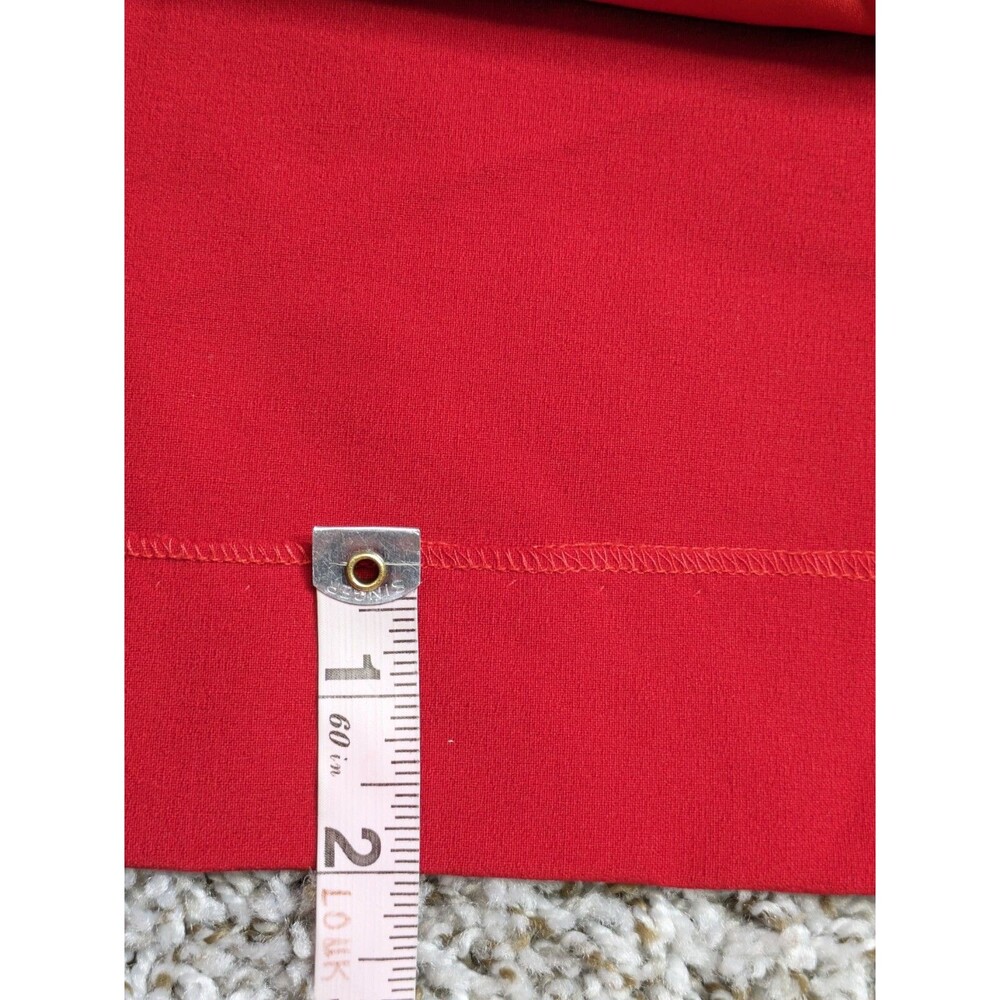 Vintage Rena Lange Dress Size 8 Red Long Sleeve Crepe Moonbeam Inset Patch - Picture 14 of 15
